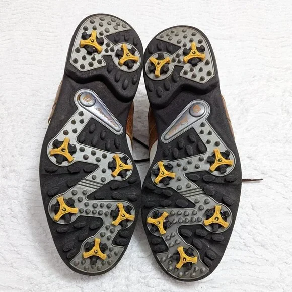 Footjoy Men's SuperLites Spiked Golf Shoes White Brown Style 58049 US Size 10M - Picture 8 of 8